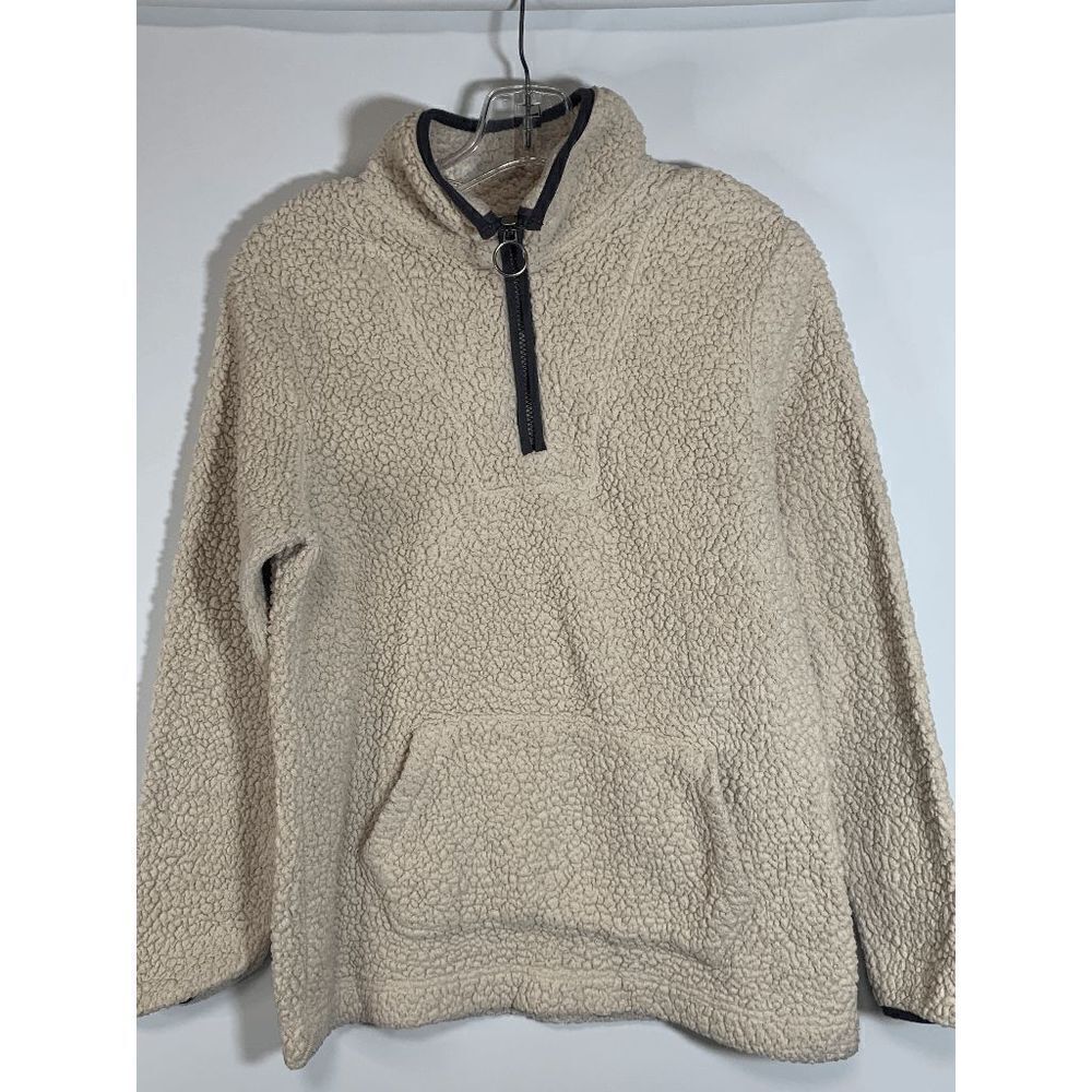 Te Verde Women's Fleece Pullover Jacket Quarter Zip Mock Neck Brown Small